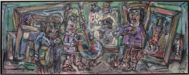 In the atelier of George Gross – painting by Ernő Tóth