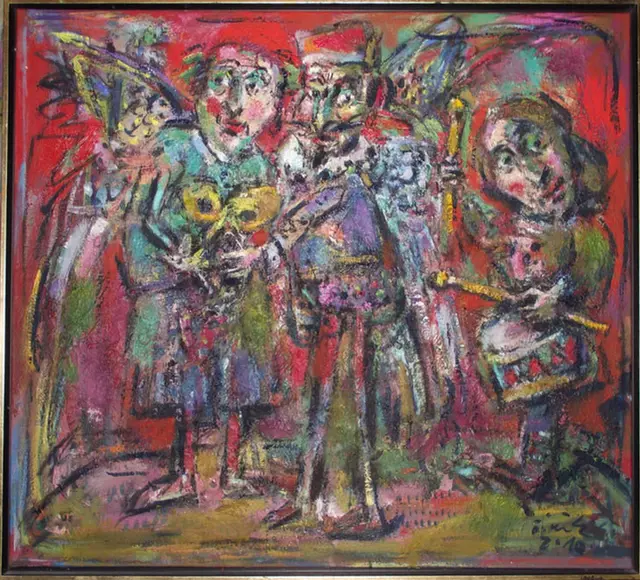 Music Clown – painting by Ernő Tóth