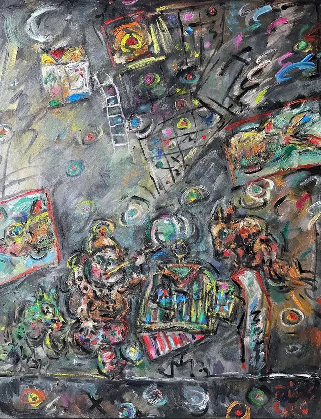 夜晚的餐桌 – Ernő Tóth 的绘画作品