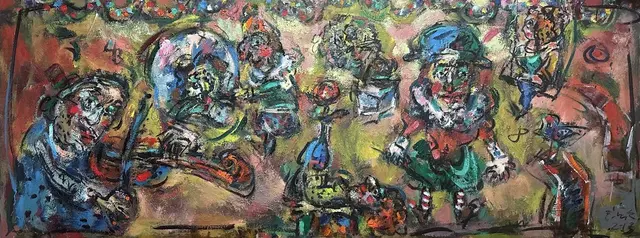 小丑巡游 – Ernő Tóth 的绘画作品