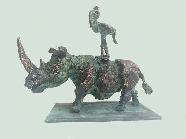 Rhinoceros – bronze sculpture by Ernő Tóth