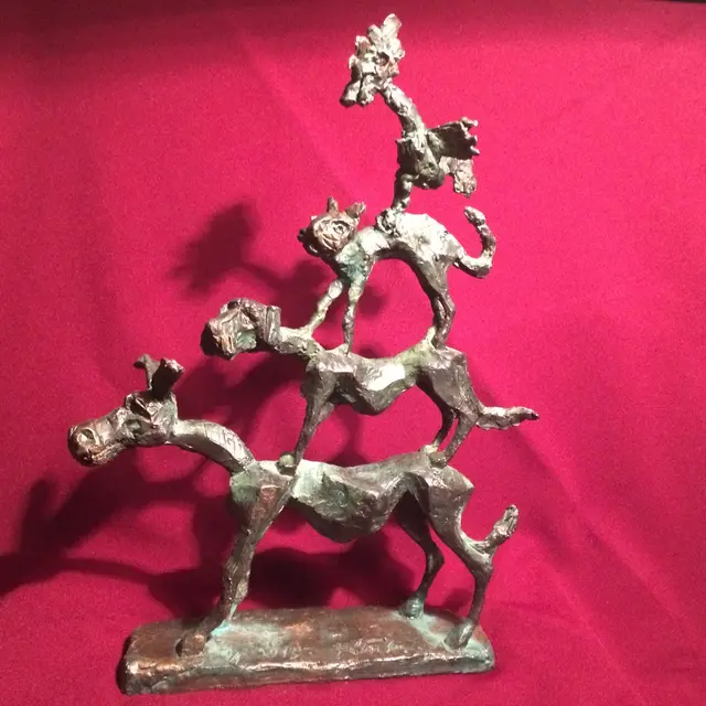 Town Musicians of Bremen – bronze sculpture by Ernő Tóth