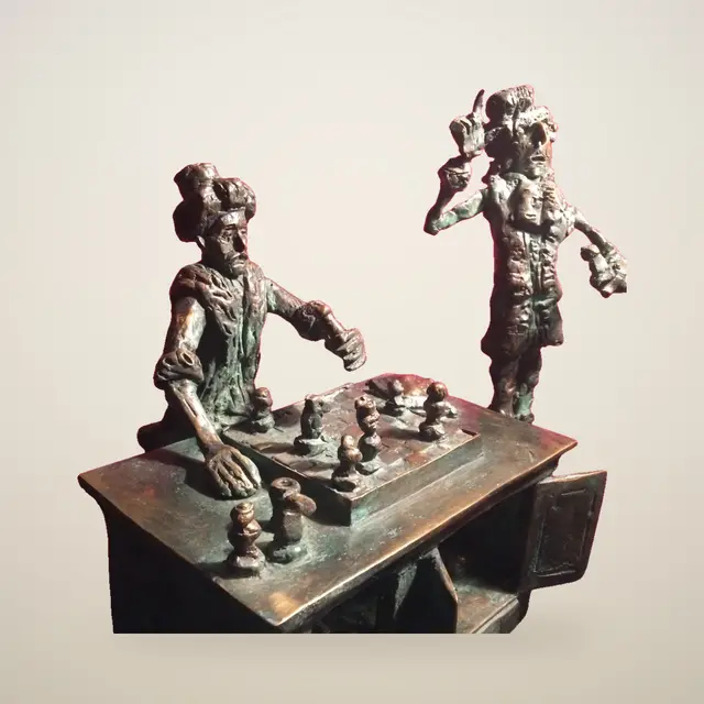 自动下棋机（Farkas Kempelen） – Ernő Tóth 的青铜雕塑作品